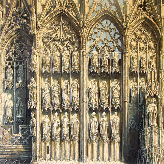 tableau de la facade ouest de la cathedrale de rouen