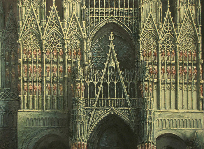 tableau de la facade ouest de la cathedrale de rouen