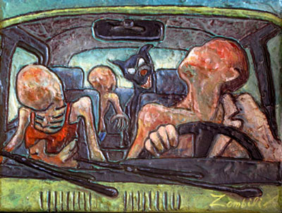 tableau de zombies sur la route des vacances